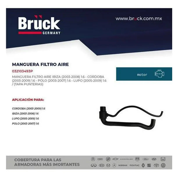 MANGUERA AGUA VOLKSWAGEN POLO 1.6L 2003-2007 LUPO 2005-2009 IBIZA CORDOBA 2003-2009